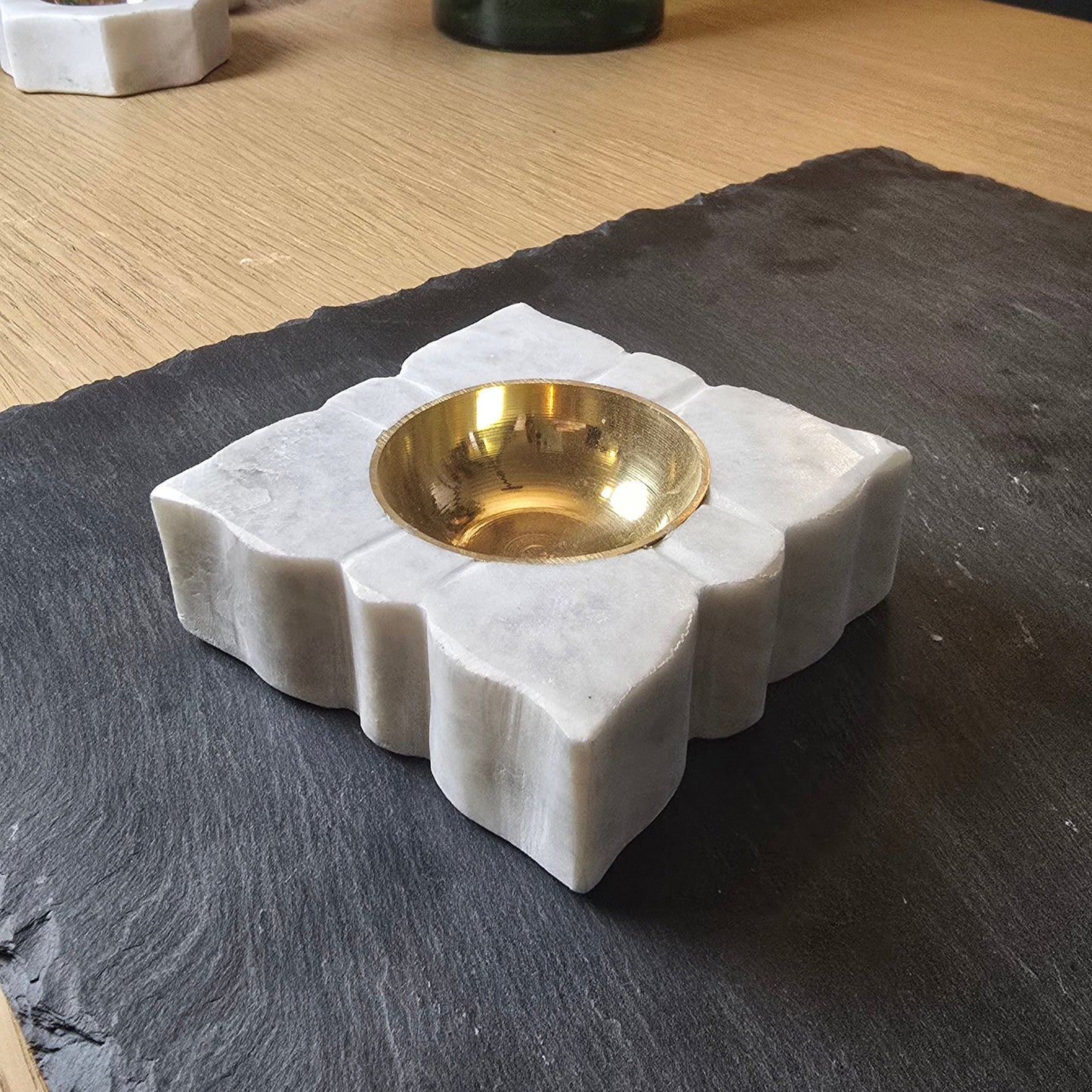 Marble & Brass Tea Light Holder - Set of 2