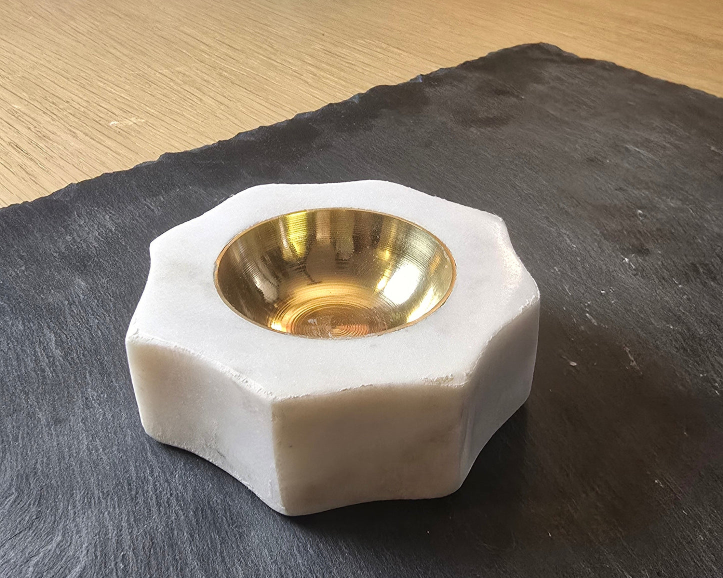 Marble & Brass Tea Light Holder - Set of 2
