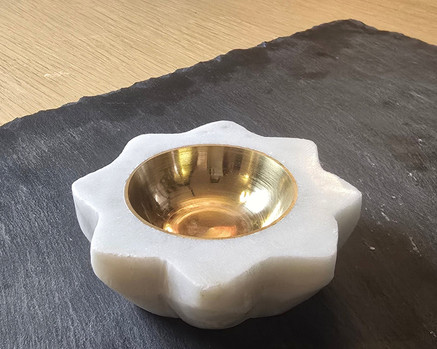 Marble & Brass Tea Light Holder - Set of 2