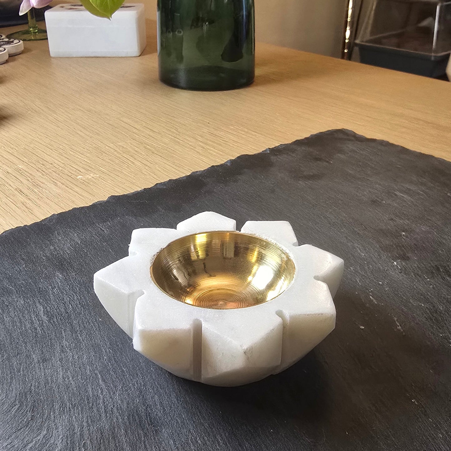 Marble & Brass Tea Light Holder - Set of 2