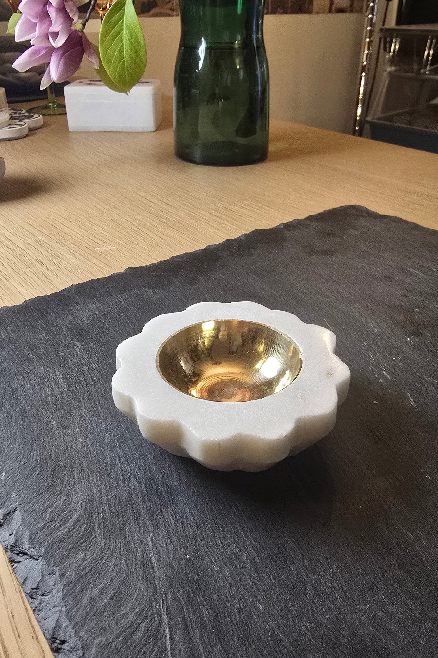 Marble & Brass Tea Light Holder - Set of 2