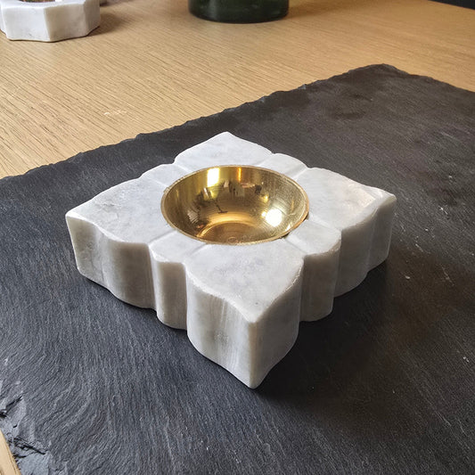 Marble & Brass Tea Light Holder - Set of 2