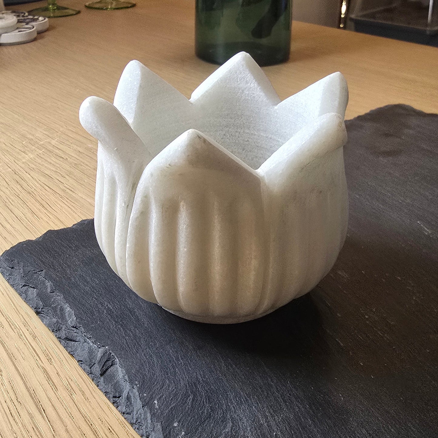 Marble Lotus Tea Light Holder - Medium