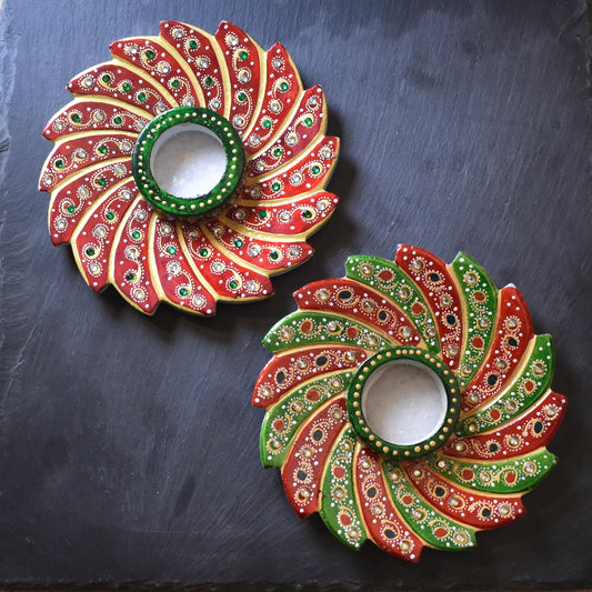 Hand-Painted Marble Candle Holder Tray