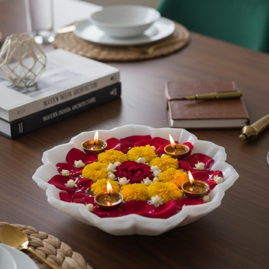 Handcrafted Marble Urli - Medium